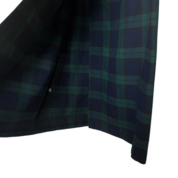 VINTAGE! 80s 90s EXPRESS Plaid Midi Skirt Navy Green Check Women's L Button Top - Picture 3 of 7